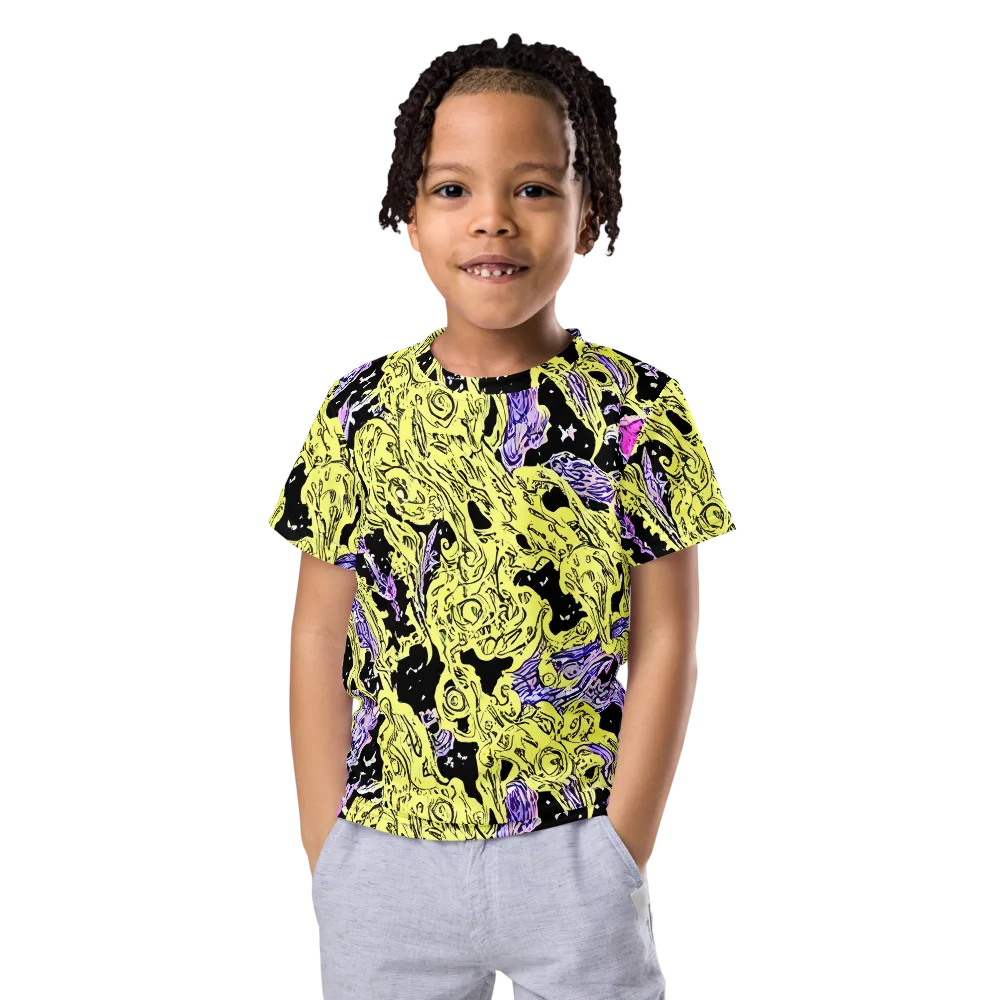 Acid Etching on Kids Crew Neck T-Shirt — Front
