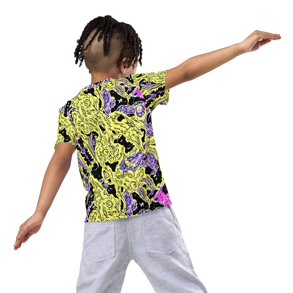 Acid Etching on Kids Crew Neck T-Shirt — Back