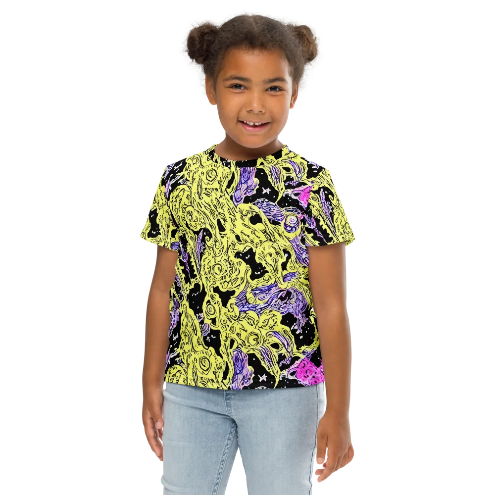 Acid Etching on Kids Crew Neck T-Shirt — Front