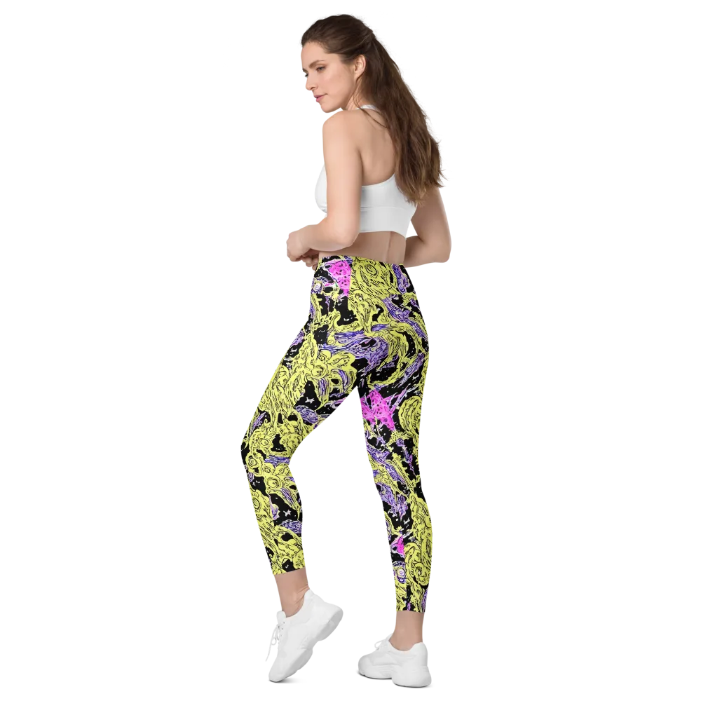 Acid Etching on Leggings with Pockets — Left Back