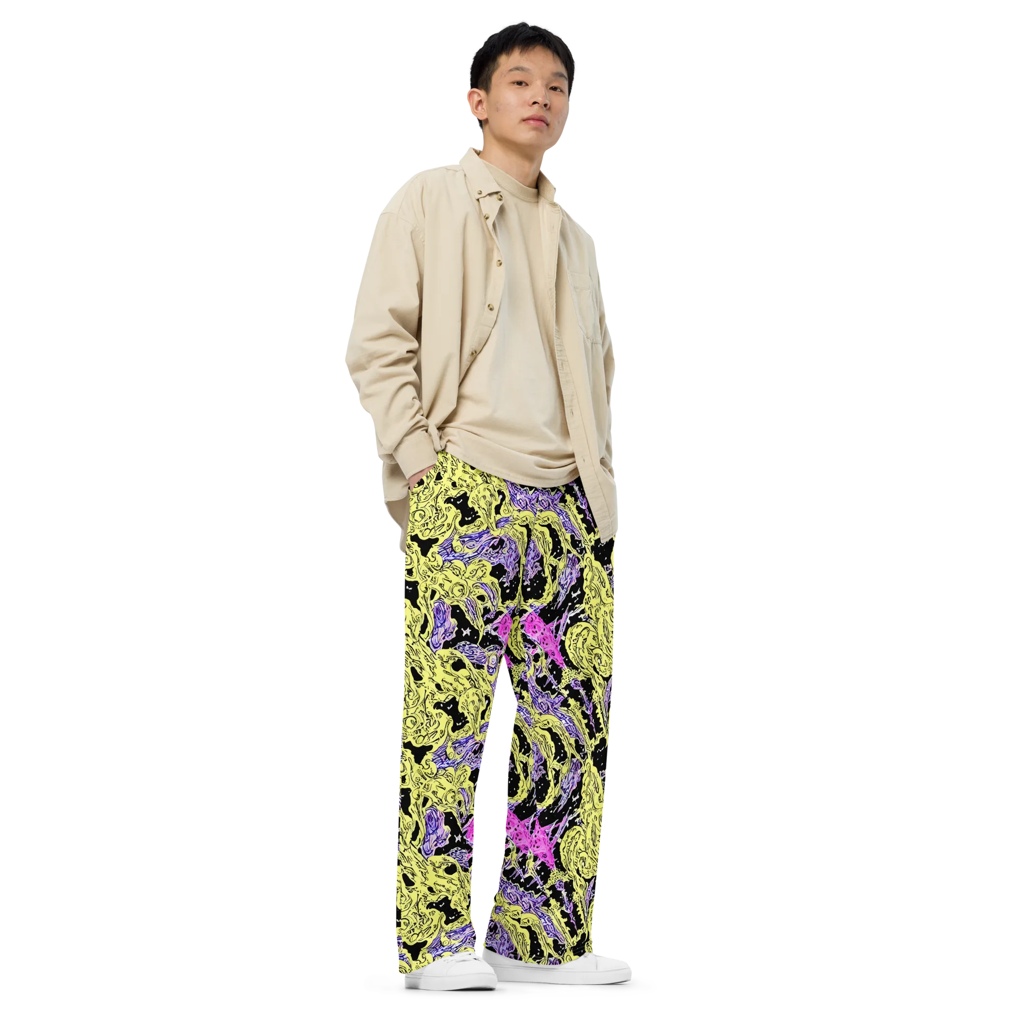 Acid Etching on Wide-Leg Pants — Right Front