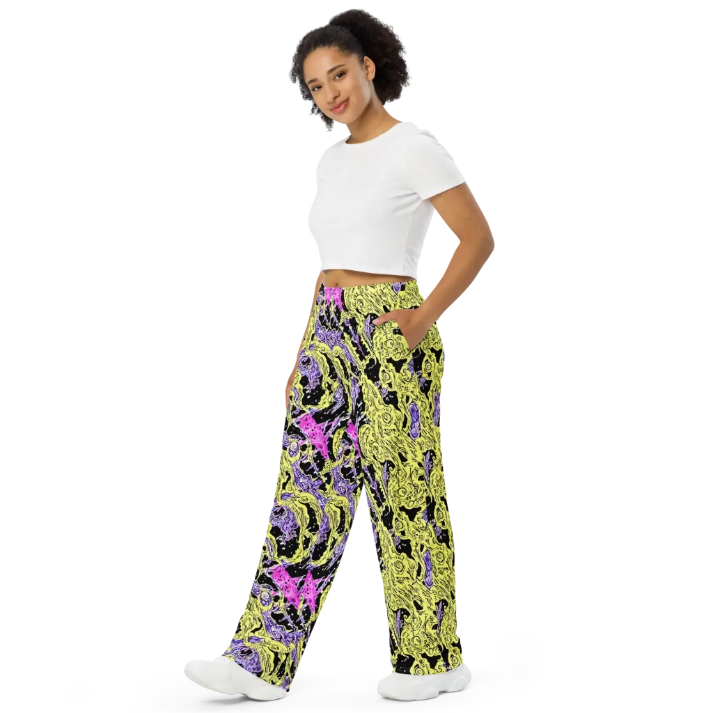 Acid Etching on Wide-Leg Pants — Left Front