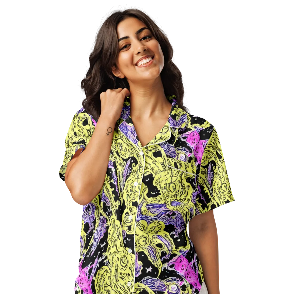 Acid Etching on Women's Short Sleeve Pajama Top — Front
