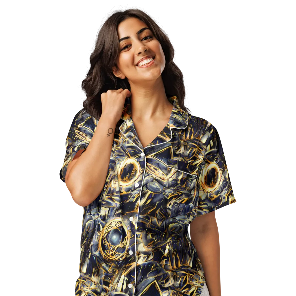 Imperial Nebula on Women's Short Sleeve Pajama Top — Front