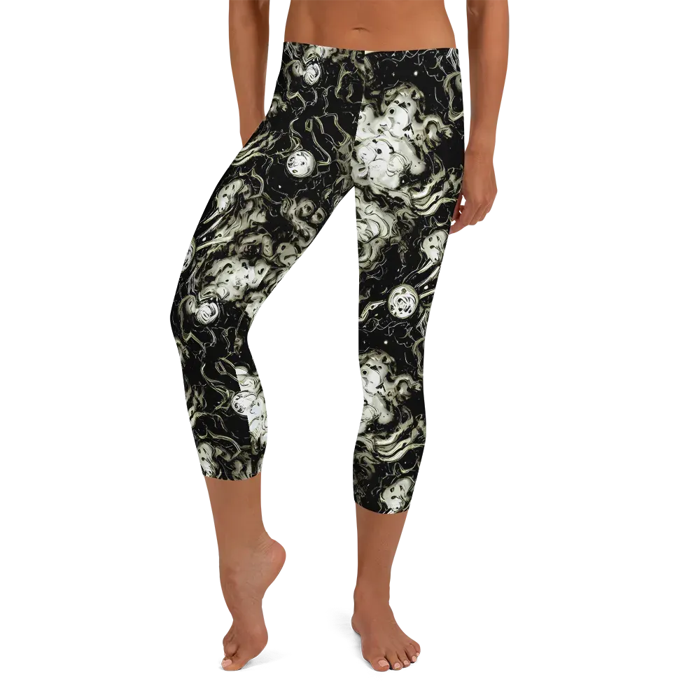 Phantom Bloom on Capri Leggings — Front