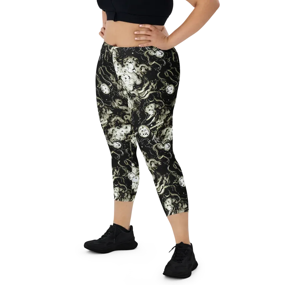 Phantom Bloom on Capri Leggings — Front