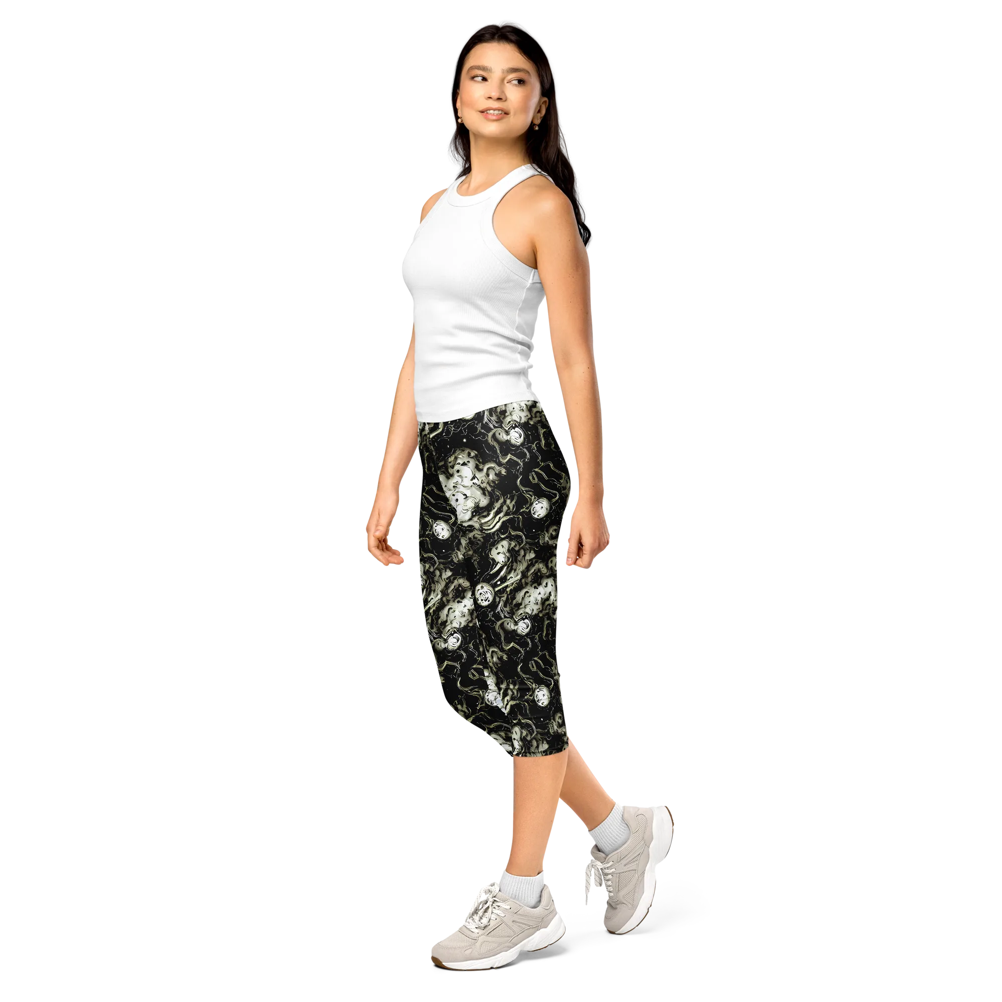 Phantom Bloom on Capri Leggings — Left Front