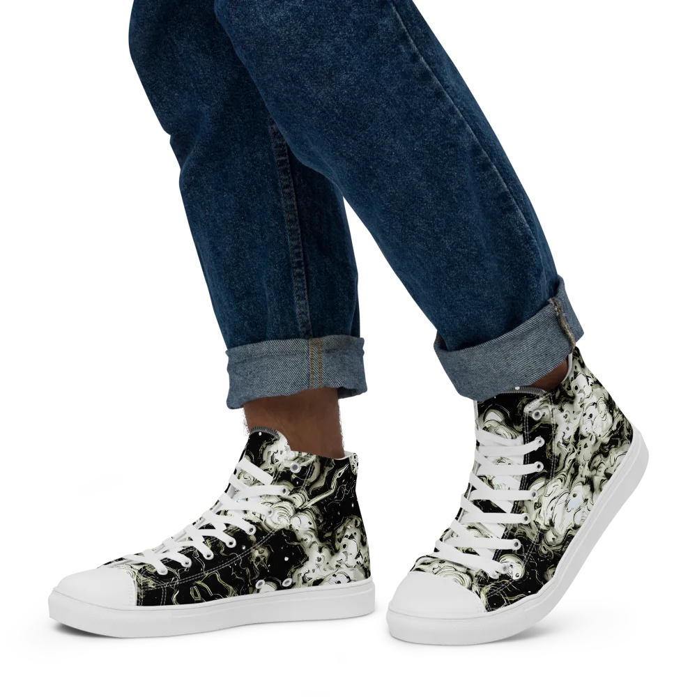 Phantom Bloom on Men's High Top Canvas Shoes — Left