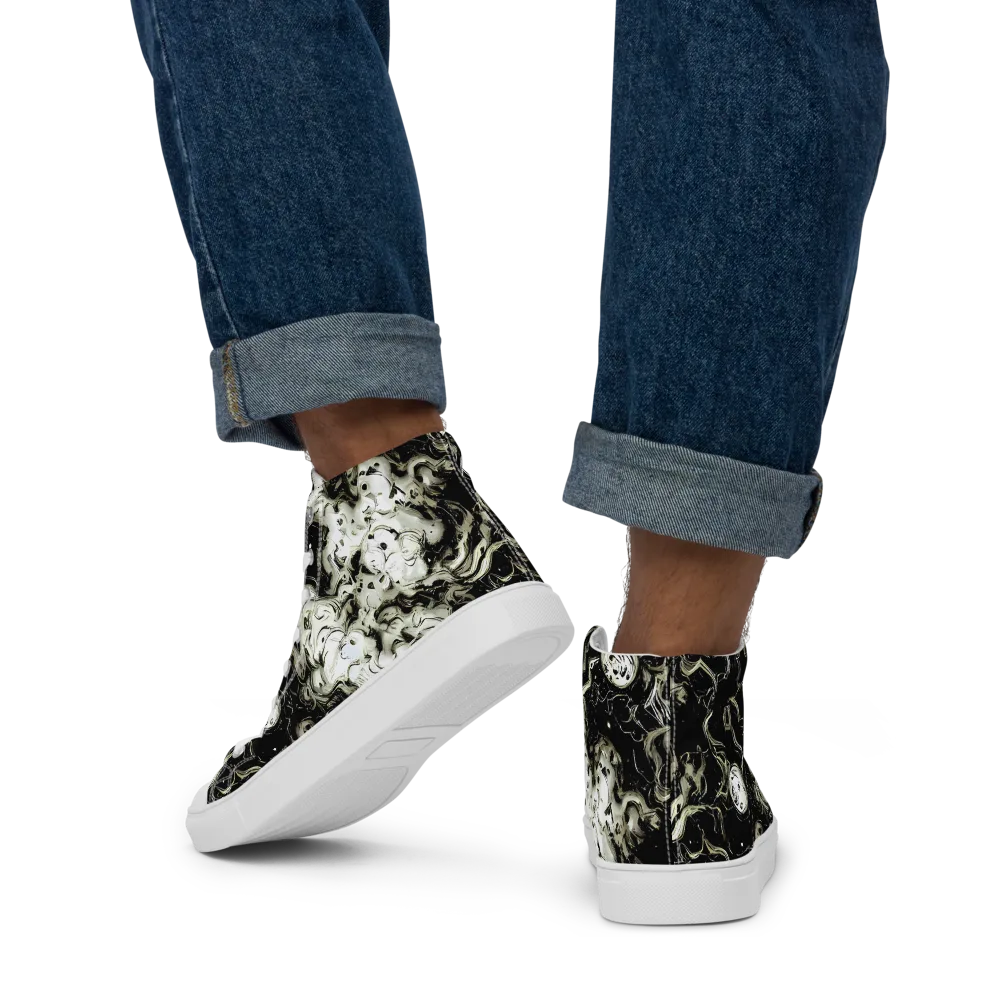 Phantom Bloom on Men's High Top Canvas Shoes — Back