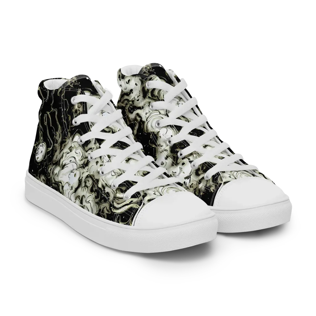 Phantom Bloom on Women's High Top Canvas Shoes — Right Front