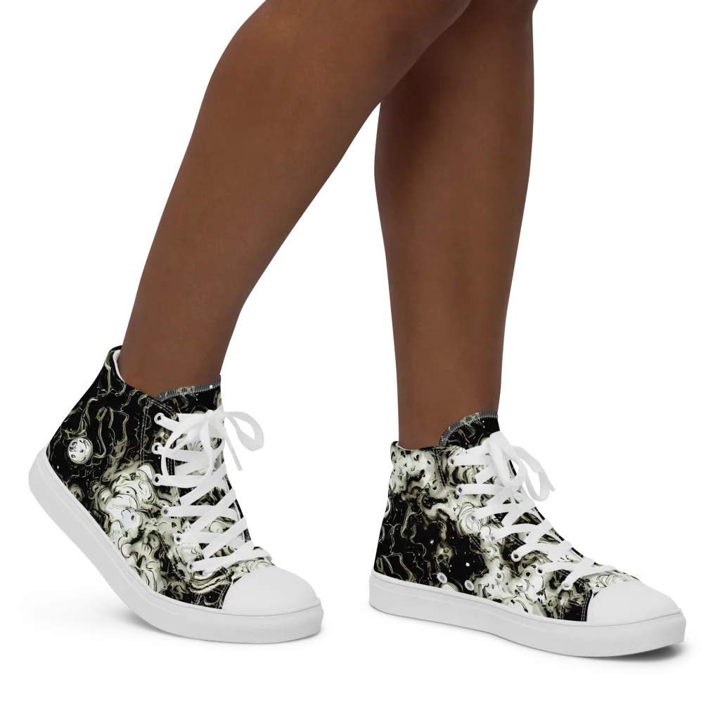 Phantom Bloom on Women's High Top Canvas Shoes — Right