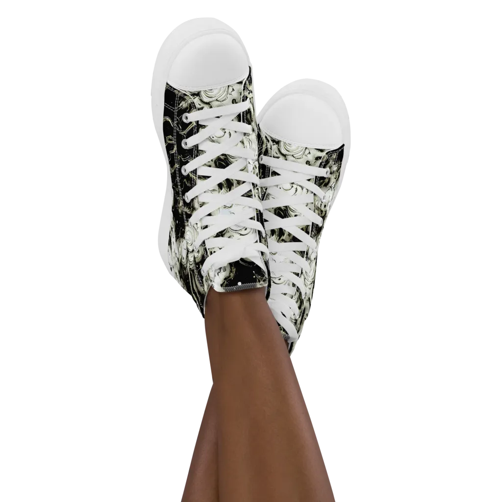 Phantom Bloom on Women's High Top Canvas Shoes — Front