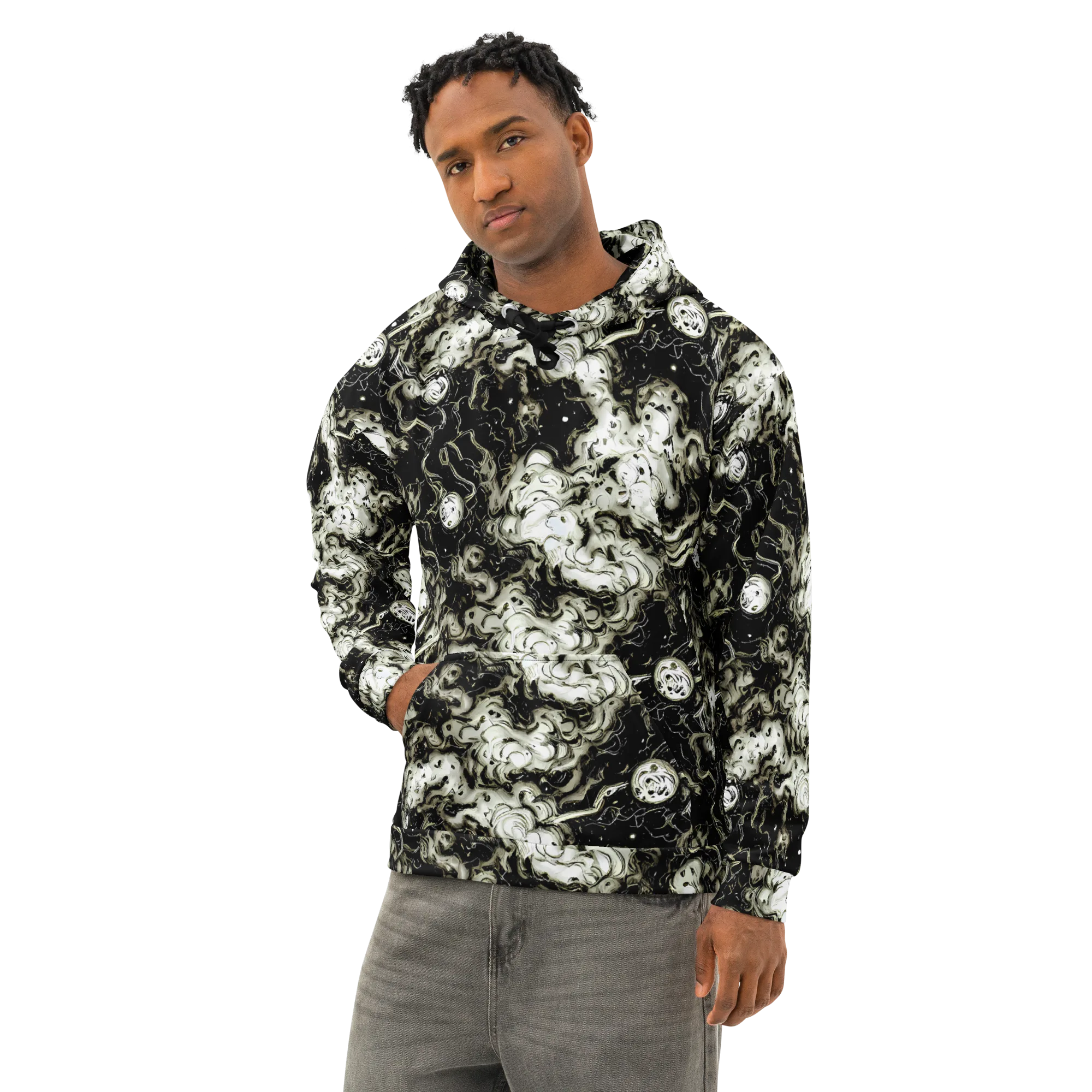 Phantom Bloom on Cotton Hoodie — Left Front