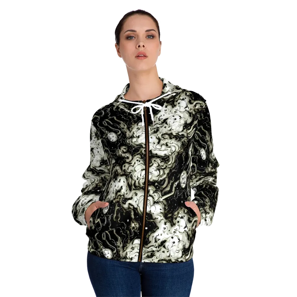 Phantom Bloom on Women's Full-Zip Hoodie — Front On Person