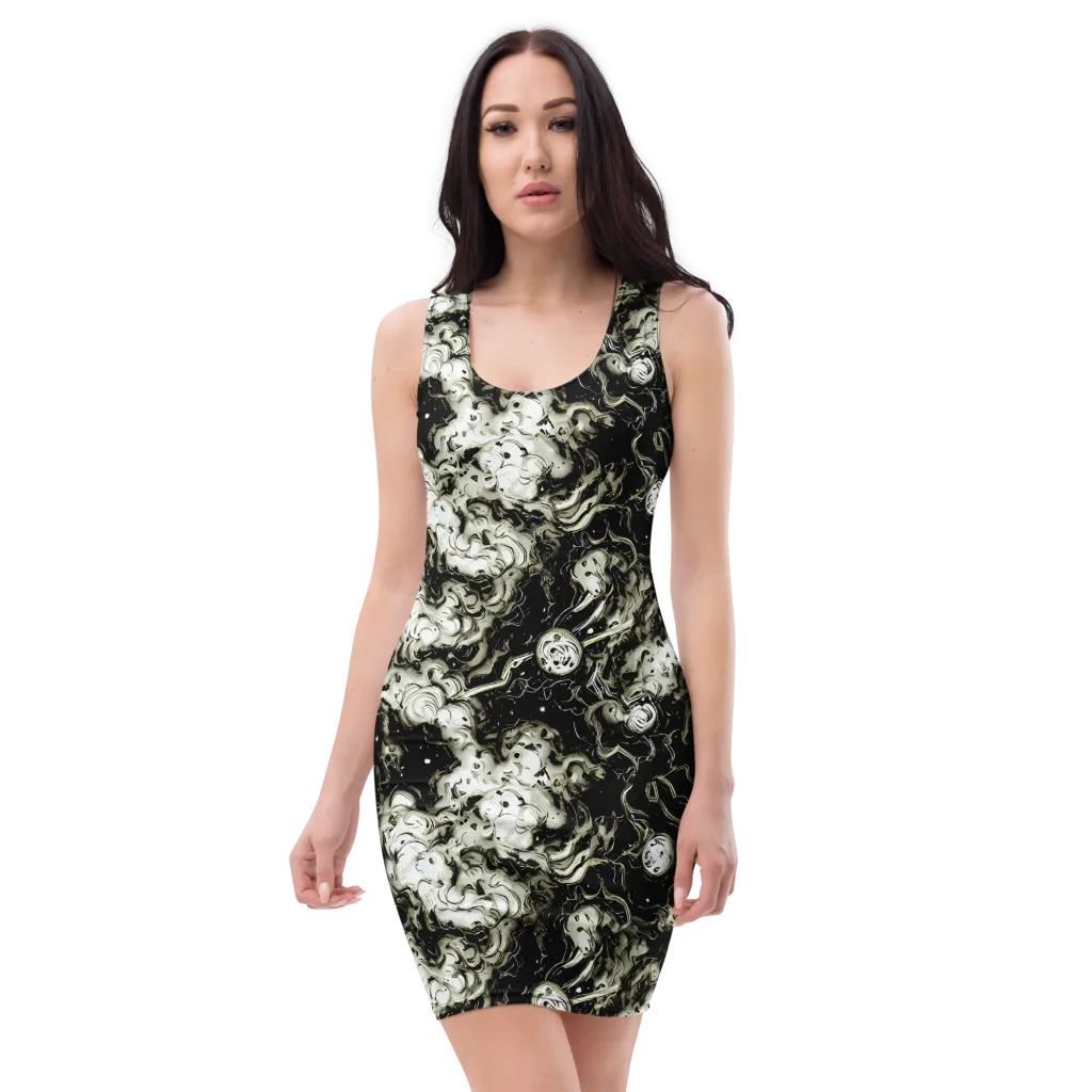 Phantom Bloom on Bodycon Dress — Front