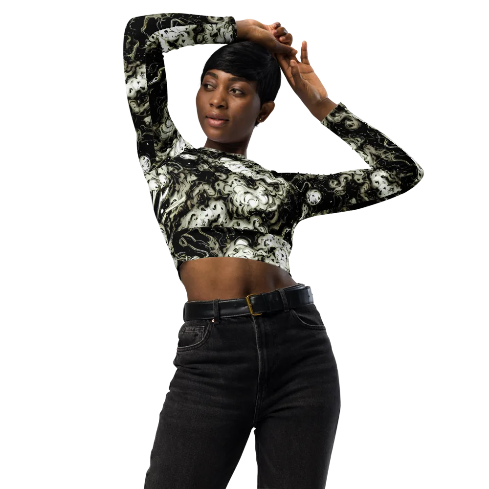 Phantom Bloom on Long Sleeve Crop Top — Front