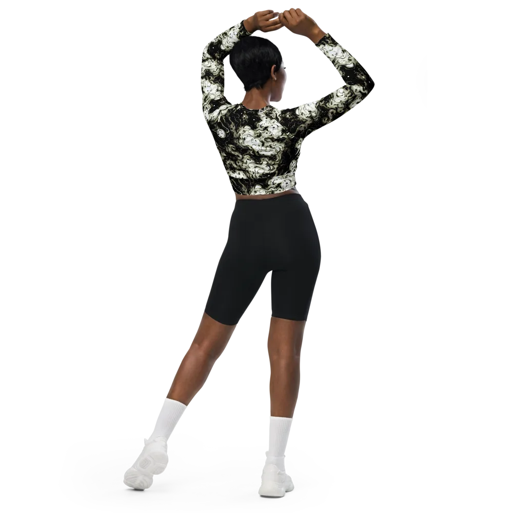 Phantom Bloom on Long Sleeve Crop Top — Back
