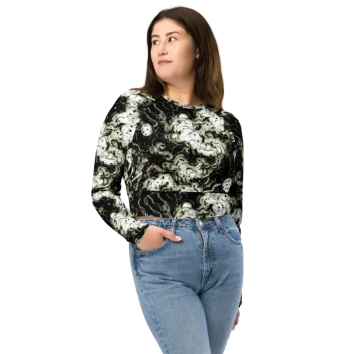 Phantom Bloom on a Long Sleeve Crop Top