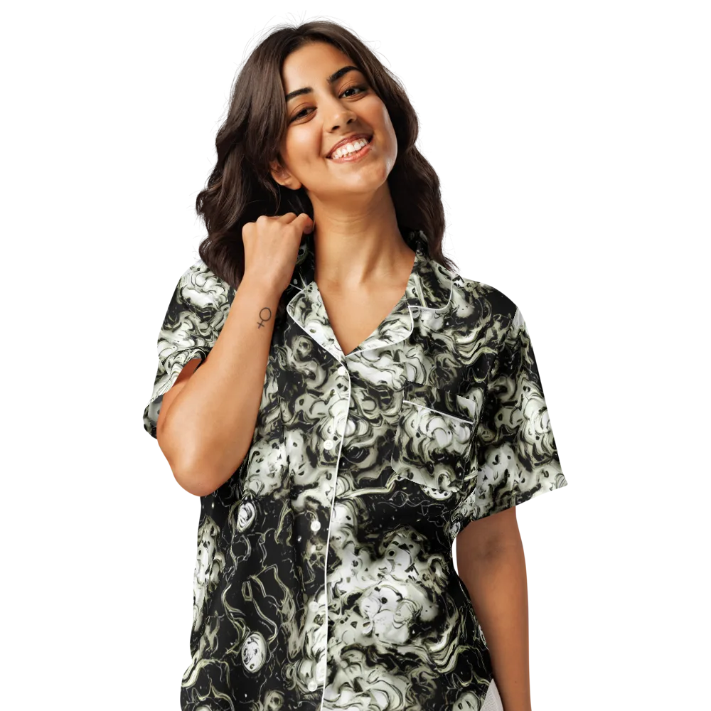 Phantom Bloom on Women's Short Sleeve Pajama Top — Front