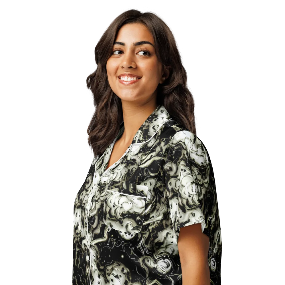 Phantom Bloom on Women's Short Sleeve Pajama Top — Left Front