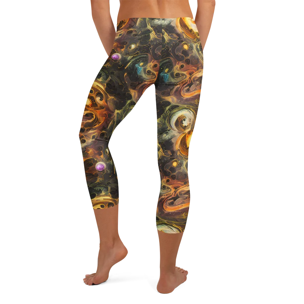 Golden Maelstrom on Capri Leggings — Back