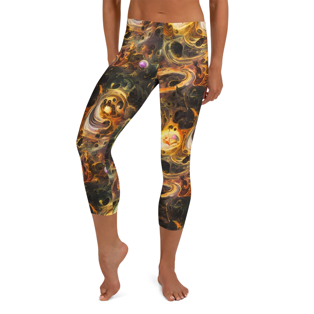 Golden Maelstrom on Capri Leggings — Front