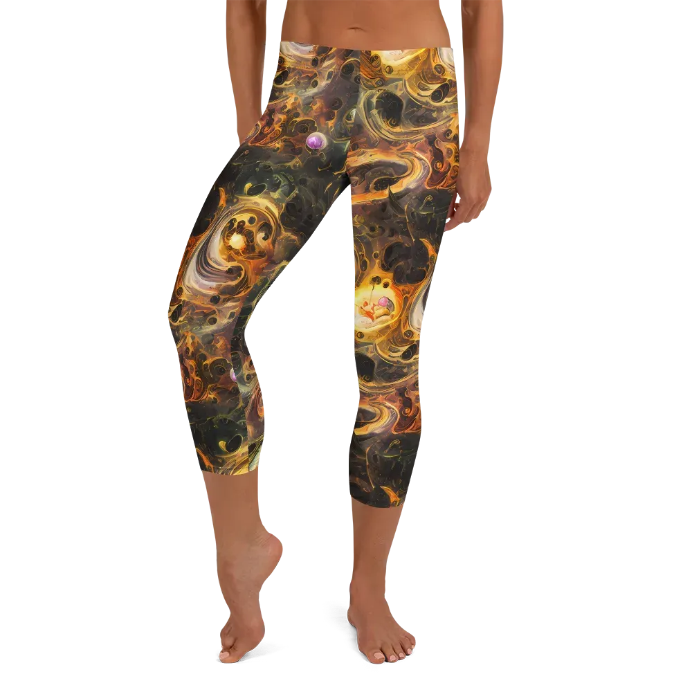 Golden Maelstrom on Capri Leggings — Front