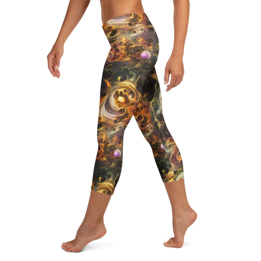 Golden Maelstrom on Capri Leggings — Left