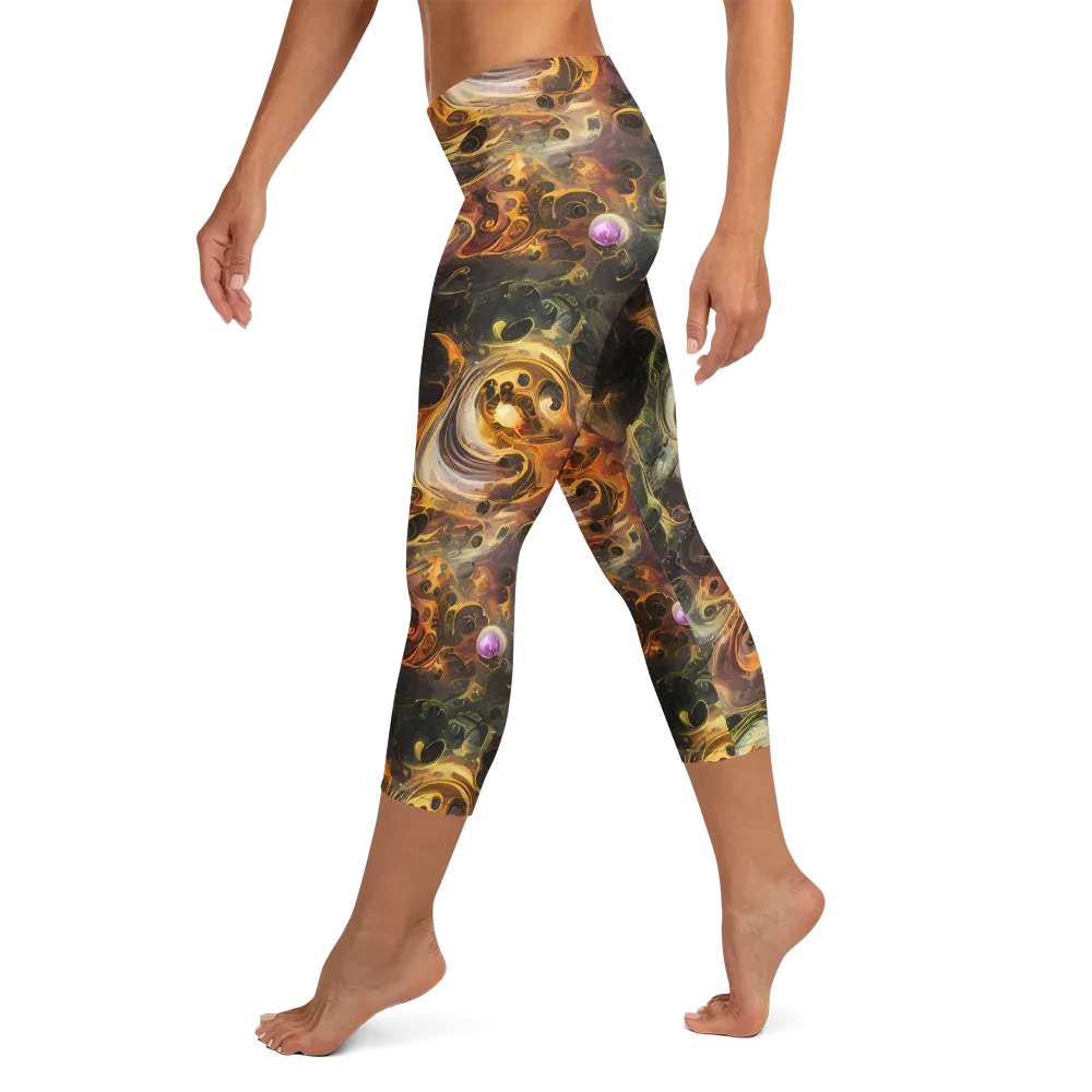 Golden Maelstrom on Capri Leggings — Left