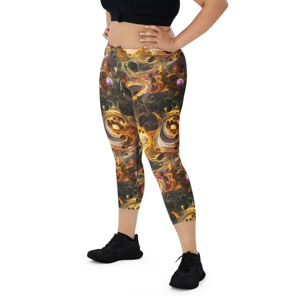 Golden Maelstrom on Capri Leggings — Front