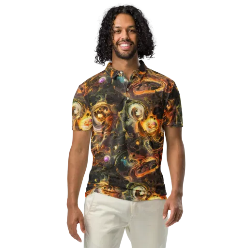 Golden Maelstrom on a Men's Slim Fit Polo Shirt