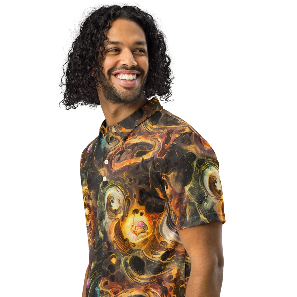Golden Maelstrom on Men's Slim Fit Polo Shirt — Left Front
