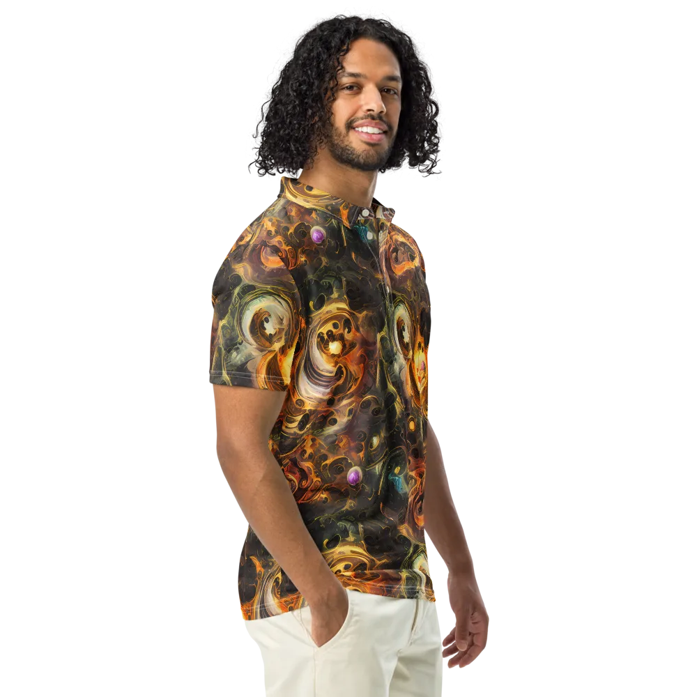 Golden Maelstrom on Men's Slim Fit Polo Shirt — Right Front
