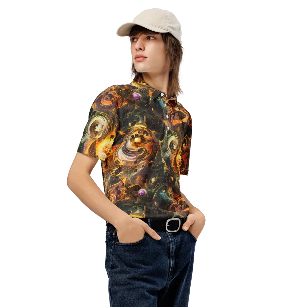 Golden Maelstrom on Men's Slim Fit Polo Shirt — Right Front