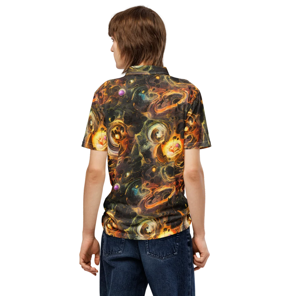 Golden Maelstrom on Men's Slim Fit Polo Shirt — Back