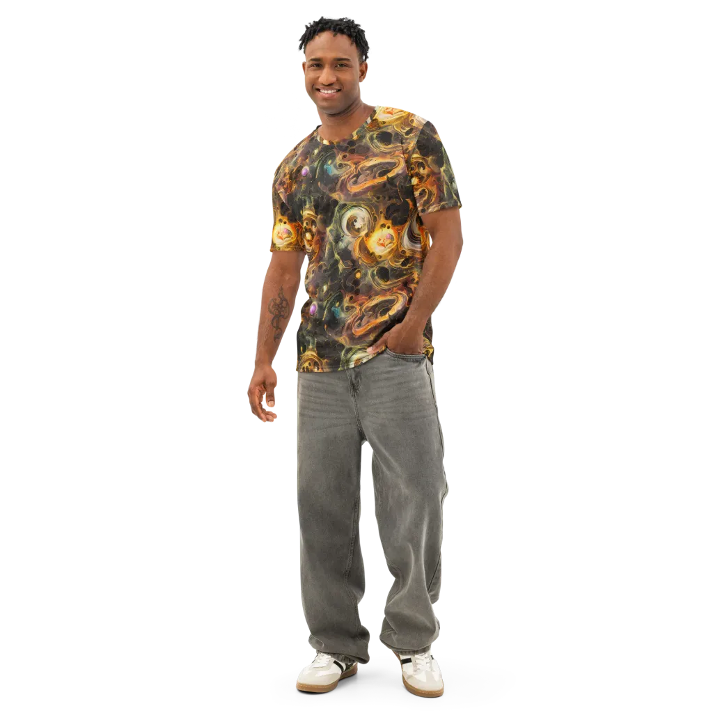 Golden Maelstrom on Men's Cotton Crew Neck T-Shirt — Front