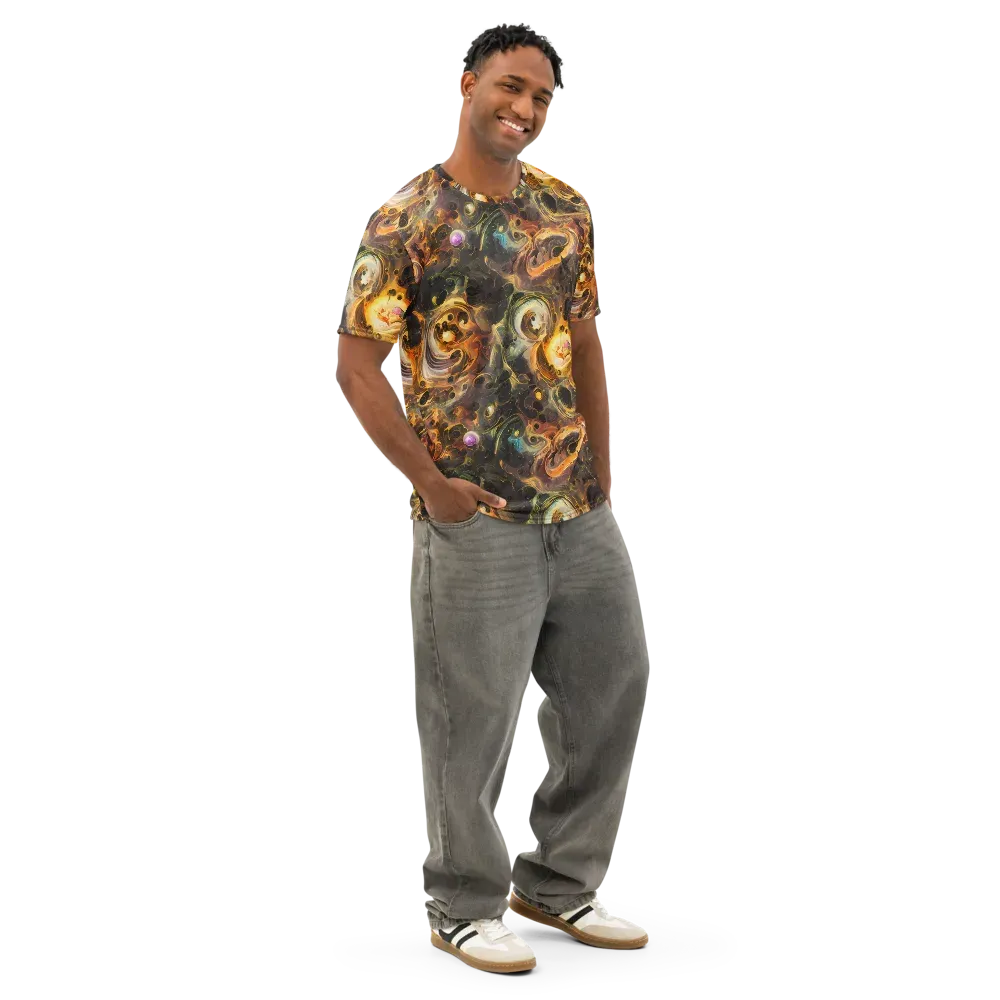 Golden Maelstrom on Men's Cotton Crew Neck T-Shirt — Right Front