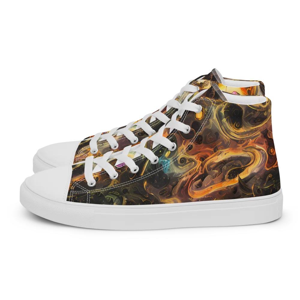 Golden Maelstrom on Men's High Top Canvas Shoes — Left