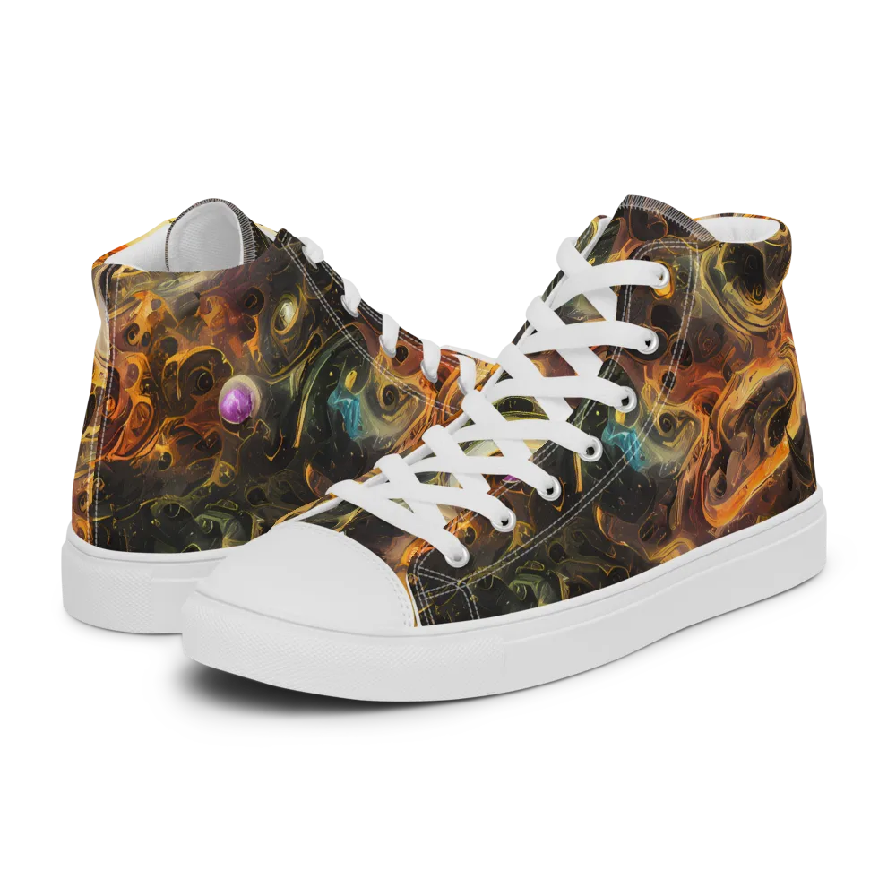 Golden Maelstrom on Men's High Top Canvas Shoes — Left