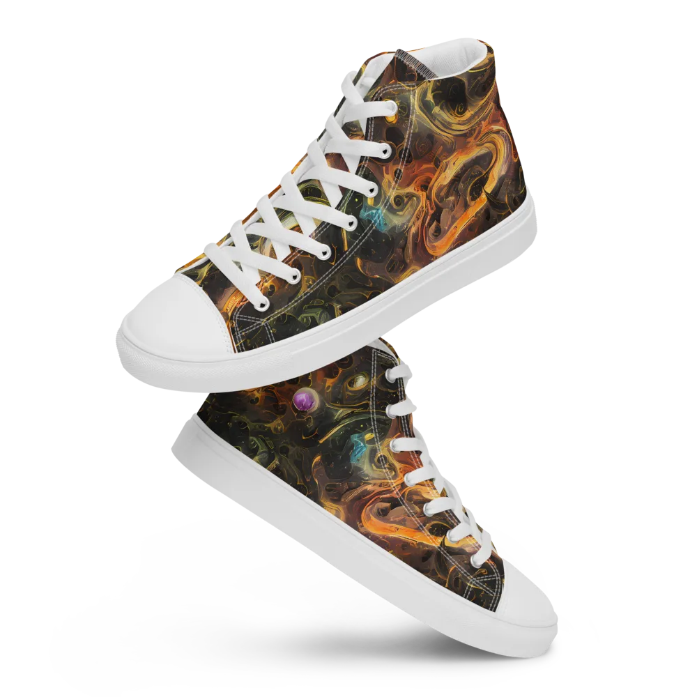 Golden Maelstrom on Men's High Top Canvas Shoes — Front