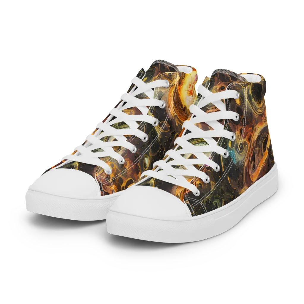Golden Maelstrom on Women's High Top Canvas Shoes — Left Front