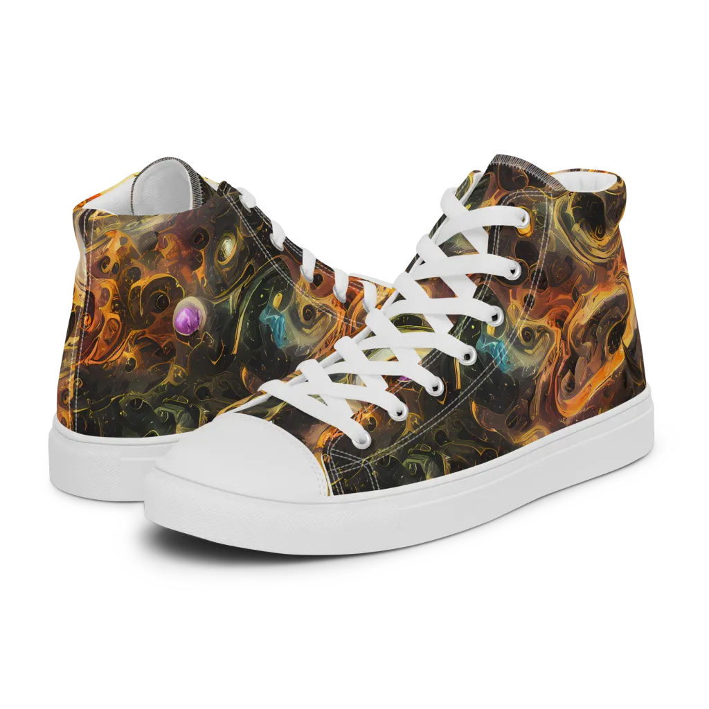 Golden Maelstrom on Women's High Top Canvas Shoes — Left