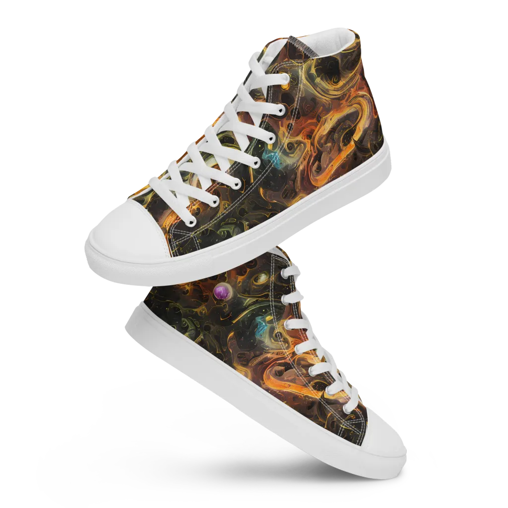 Golden Maelstrom on Women's High Top Canvas Shoes — Front