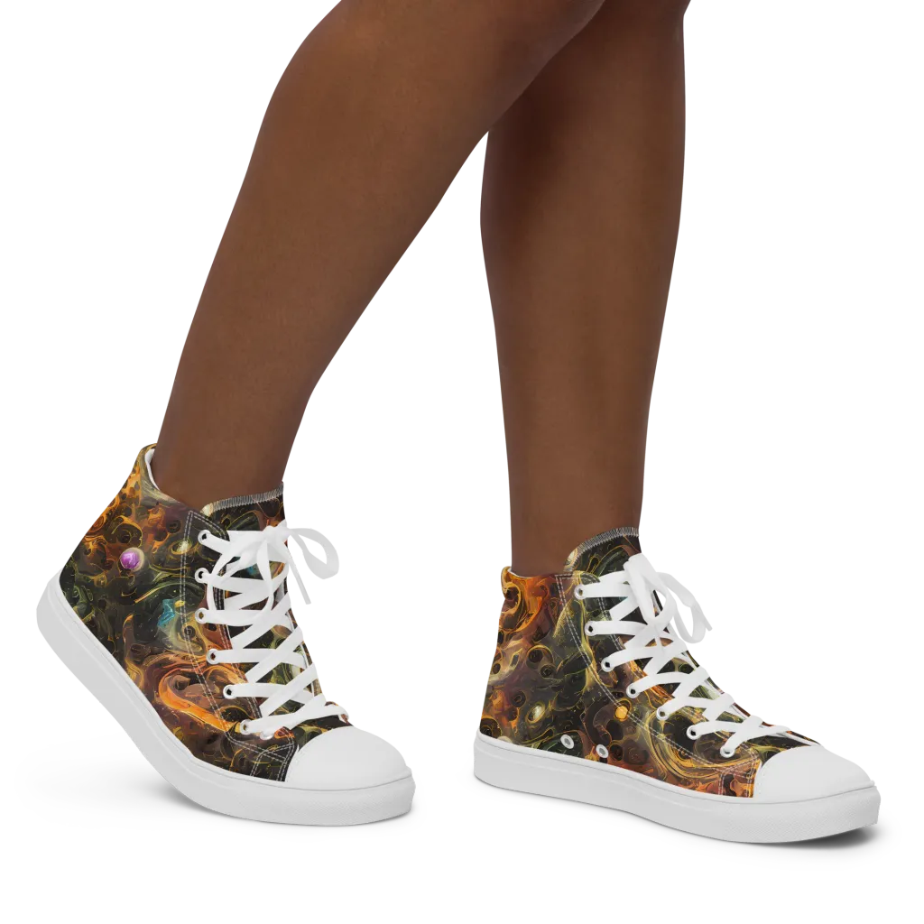 Golden Maelstrom on Women's High Top Canvas Shoes — Right