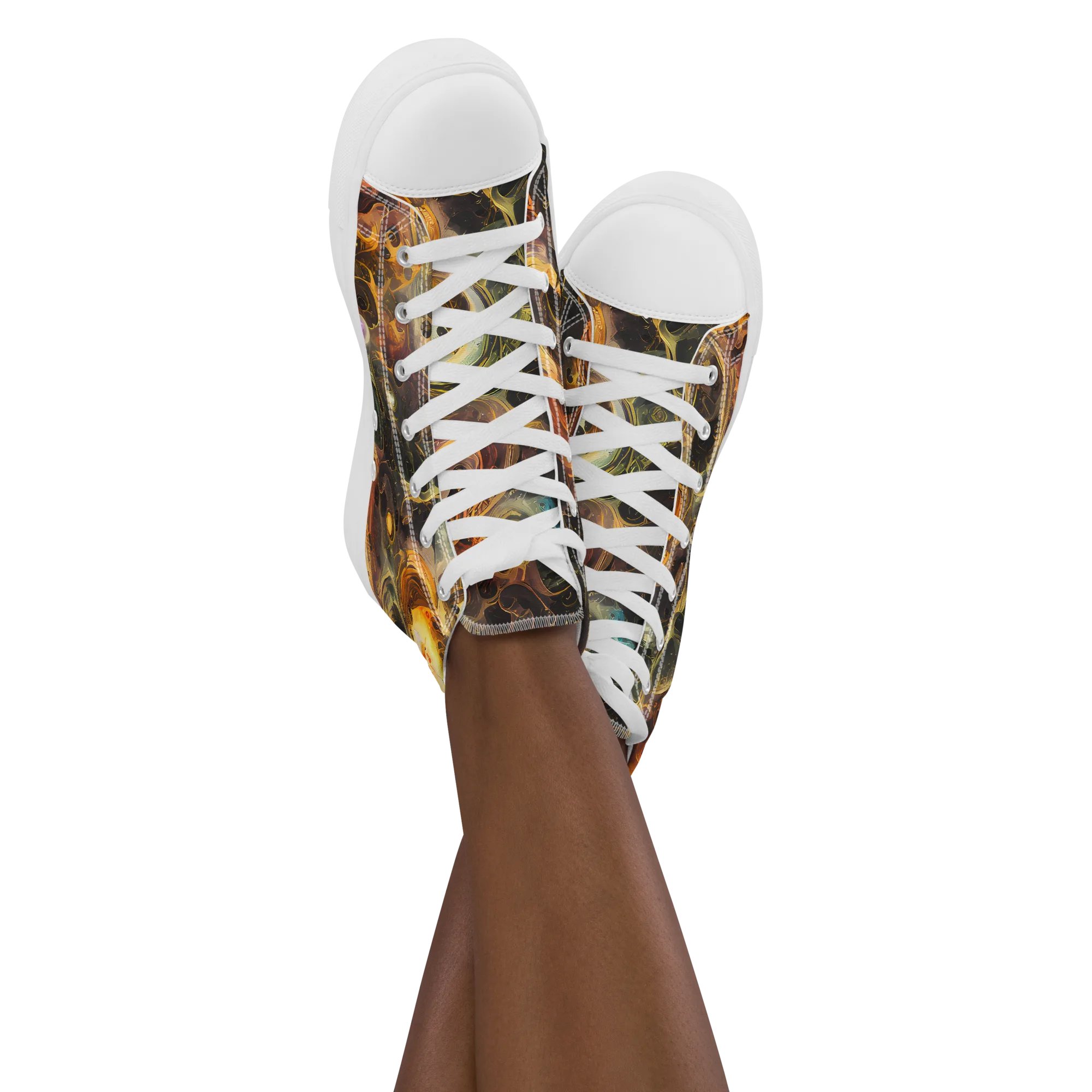 Golden Maelstrom on Women's High Top Canvas Shoes — Front