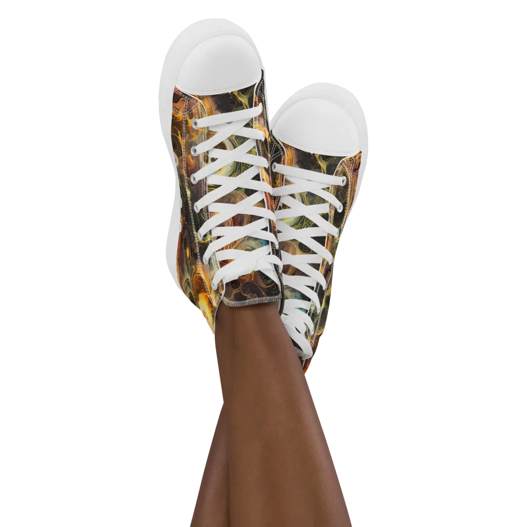 Golden Maelstrom on Women's High Top Canvas Shoes — Front