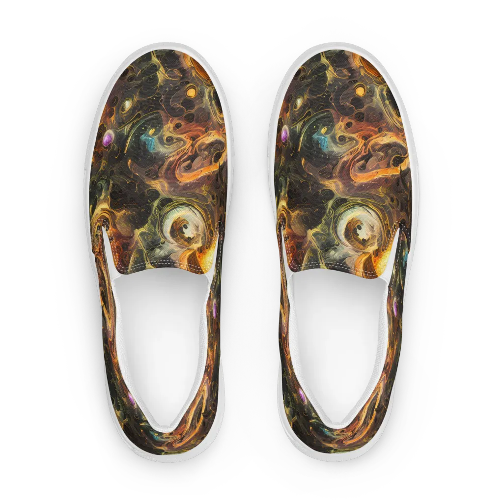 Golden Maelstrom on Men's Slip-On Canvas Shoes — Front