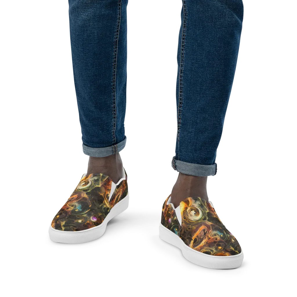 Golden Maelstrom on Men's Slip-On Canvas Shoes — Front