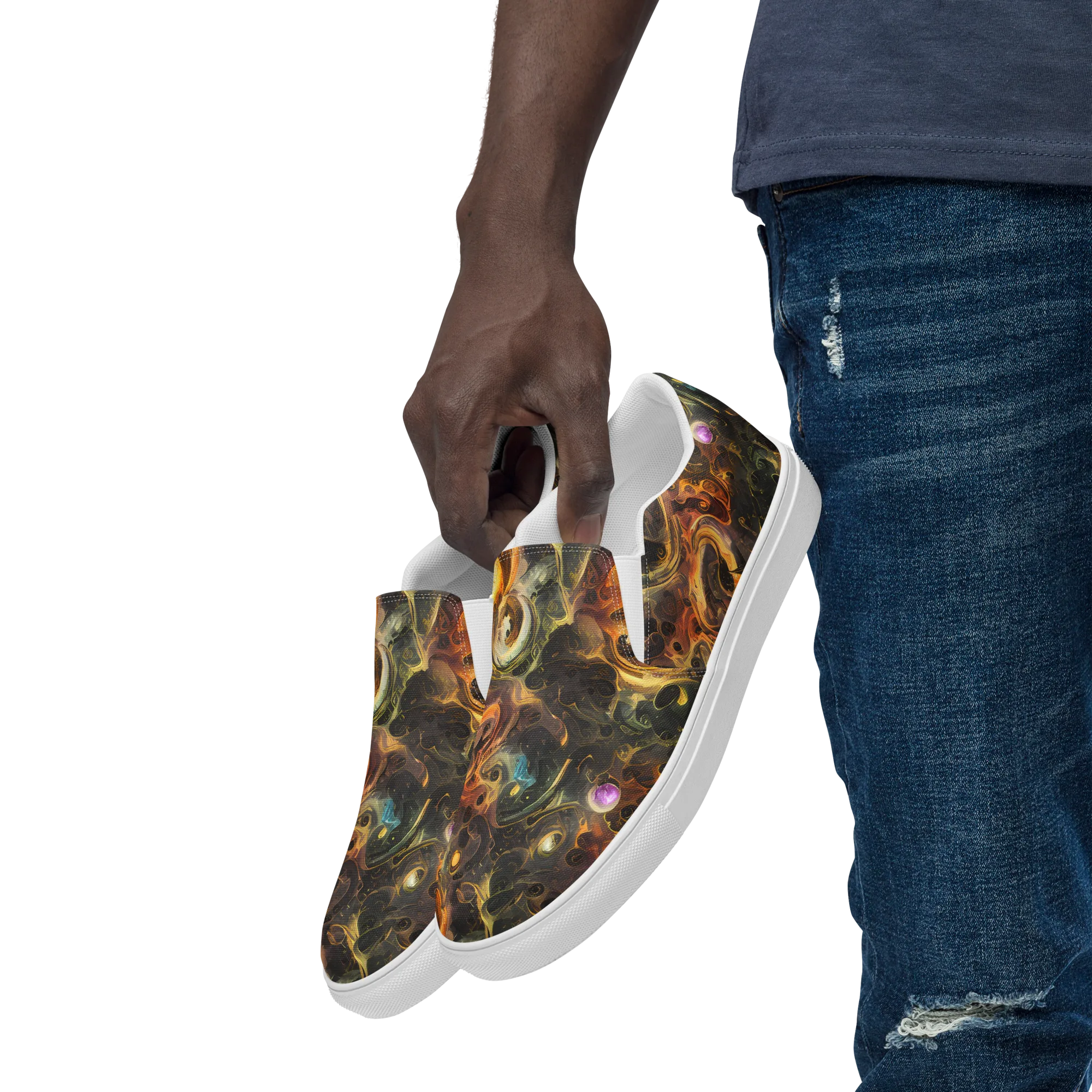 Golden Maelstrom on Men's Slip-On Canvas Shoes — Left Front