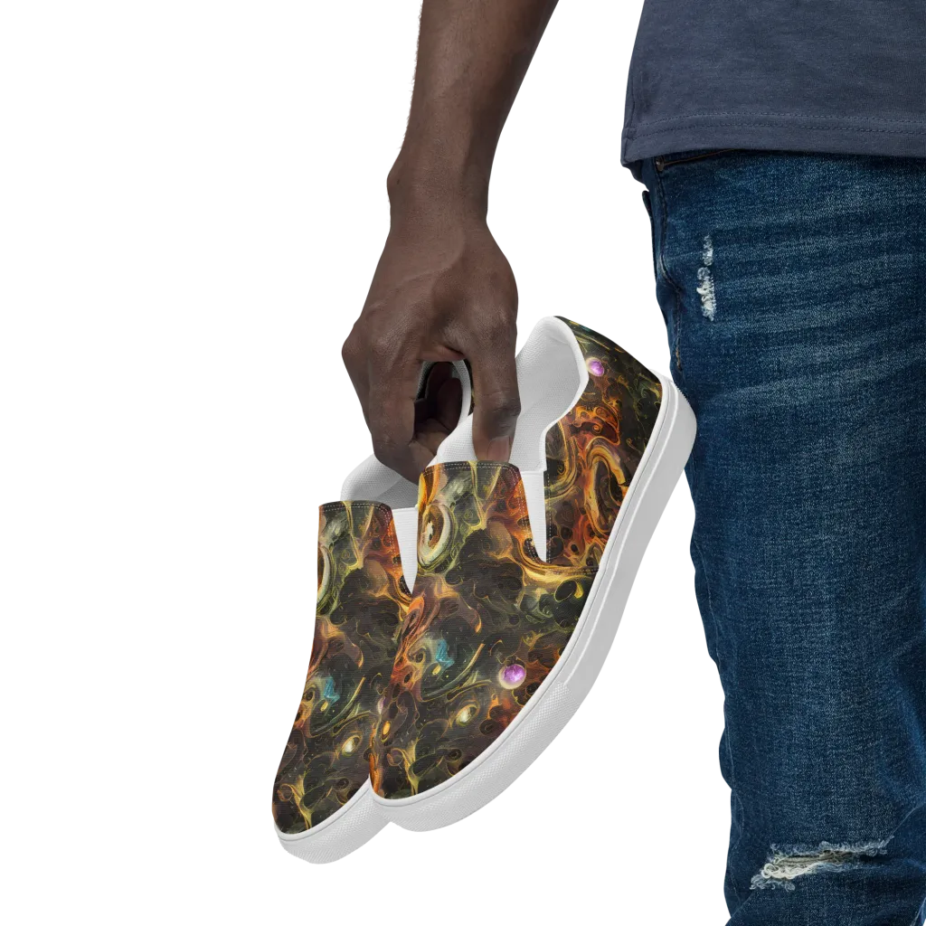 Golden Maelstrom on Men's Slip-On Canvas Shoes — Left Front
